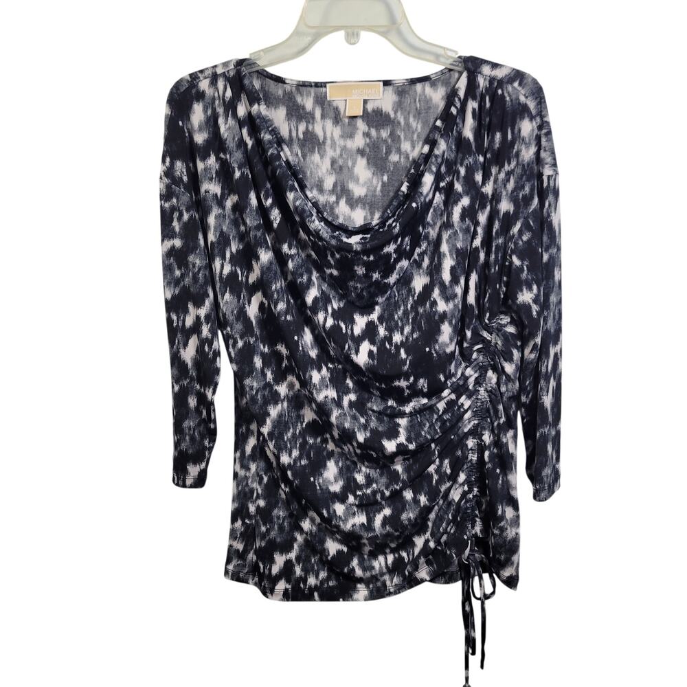 Michael Michael Kors Black Geometric Print Blouse Size L 42726-1343